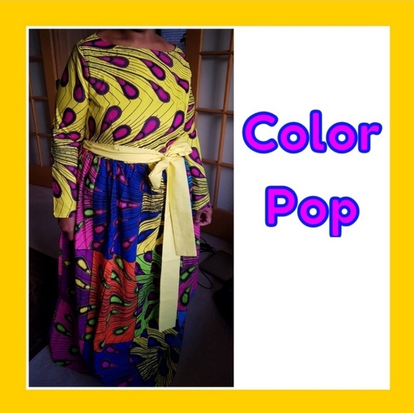 Color Pop African Wax Print Dress - Picture 6 of 7
